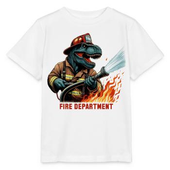 Fire Brigade T-Rex Gift - Stanley/Stella MINI CREATOR Kids’ T-Shirt - white - Front - Maike (125cm)