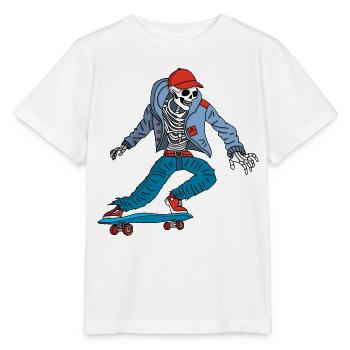 Skelett auf einem Skateboard - Stanley/Stella Kinder T-Shirt MINI CREATOR  - Weiß - Vorne - Maike (125cm)