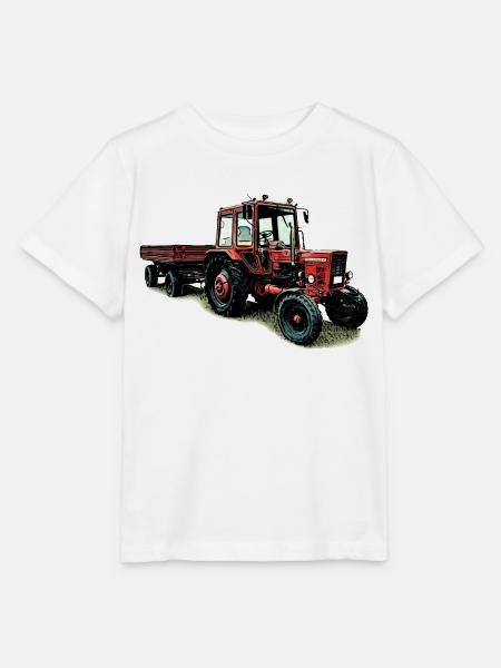 Belarus MTS 80 mit Anhänger - Stanley/Stella Kinder T-Shirt MINI CREATOR  - Weiß