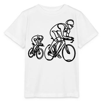 Rennradfahrer Zeichnung - Stanley/Stella Kinder T-Shirt MINI CREATOR  - Weiß - Vorne - Maike (125cm)