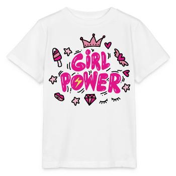 Girl Power Pink Neon Typografie - Stanley/Stella Kinder T-Shirt MINI CREATOR  - Weiß - Vorne - Maike (125cm)