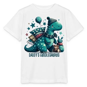 Daddy’s Cuddlesaurus Kuschel-Dinosaurier Geschenk - Stanley/Stella Kinder T-Shirt MINI CREATOR  - Weiß - Vorne - Maike (125cm)