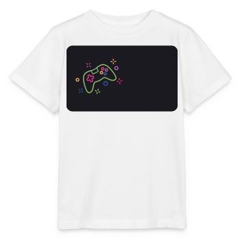 Manette de jeu colorée sur fond noir - T-shirt bio MINI CREATOR Stanley/Stella Enfant - blanc - Devant - Maike (125cm)