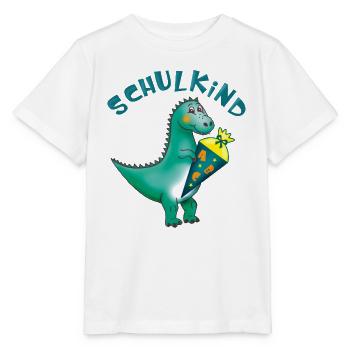 Schoolchild - Dino with school cone - customizable - Stanley/Stella MINI CREATOR Kids’ T-Shirt - white - Front - Maike (125cm)