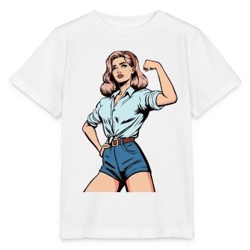 Force féminine – Illustration de femme confiante - T-shirt bio MINI CREATOR Stanley/Stella Enfant - blanc - Devant - Maike (125cm)