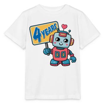 Four Years Little Robot Children's Birthday Party - Stanley/Stella MINI CREATOR Kids’ T-Shirt - white - Front - Maike (125cm)
