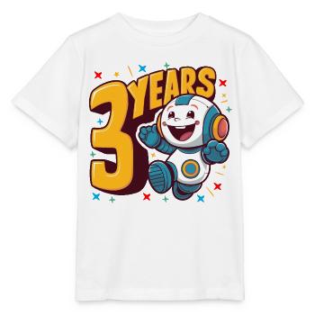 Three Years Cute Little Robot Children's Birthday Party - Stanley/Stella MINI CREATOR Kids’ T-Shirt - white - Front - Maike (125cm)