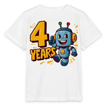 Four Years Cute Little Robot Children's Birthday Party. - Stanley/Stella MINI CREATOR Kids’ T-Shirt - white - Front - Maike (125cm)