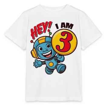 Petit Robot Drôle Troisième Anniversaire - T-shirt bio MINI CREATOR Stanley/Stella Enfant - blanc - Devant - Maike (125cm)