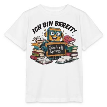 Einschulung erster Schultag kleiner Roboter - Stanley/Stella Kinder T-Shirt MINI CREATOR  - Weiß - Vorne - Maike (125cm)