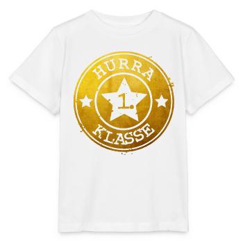Hurrah 1ère classe - emblème doré avec étoile - T-shirt bio MINI CREATOR Stanley/Stella Enfant - blanc - Devant - Maike (125cm)