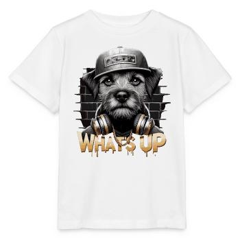 Border Terrier What's Up Headphones Gift - Stanley/Stella MINI CREATOR Kids’ T-Shirt - white - Front - Maike (125cm)