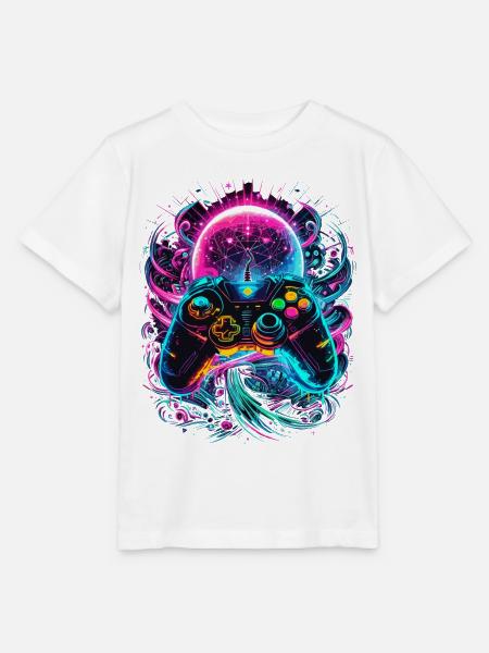 Synthwave Cyberpunk Gaming Controller - Stanley/Stella Kinder T-Shirt MINI CREATOR - Weiß