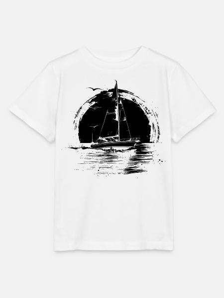 Segeln Zeichnung - Stanley/Stella Kinder T-Shirt MINI CREATOR - Weiß