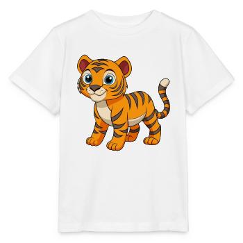 Tiger Niedliche Maskottchen Zeichentrickfigur Kawaii - Stanley/Stella Kinder T-Shirt MINI CREATOR  - Weiß - Vorne - Maike (125cm)
