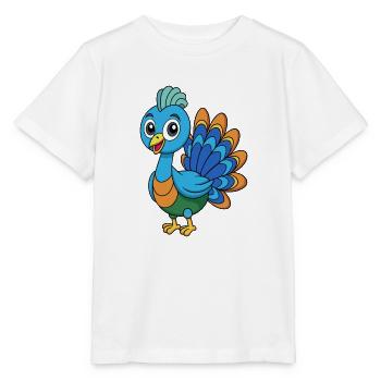 Pfau Niedliche Maskottchen Zeichentrickfigur Kawaii - Stanley/Stella Kinder T-Shirt MINI CREATOR  - Weiß - Vorne - Maike (125cm)