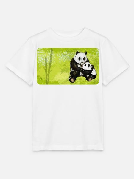 Mama Panda Bär mit Baby Panda - Stanley/Stella Kinder T-Shirt MINI CREATOR - Weiß