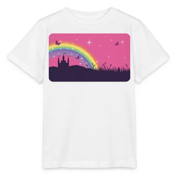 Château de conte de fées avec arc-en-ciel et étoiles - T-shirt bio MINI CREATOR Stanley/Stella Enfant - blanc - Devant - Maike (125cm)