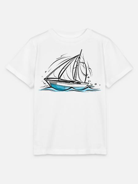 Segelboot Zeichnung - Stanley/Stella Kinder T-Shirt MINI CREATOR - Weiß