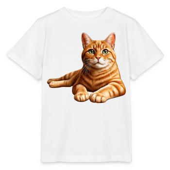 Realistisches orange getigertes Katzenporträt - Stanley/Stella Kinder T-Shirt MINI CREATOR  - Weiß - Vorne - Maike (125cm)
