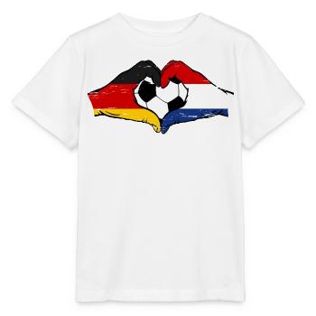 Deutschland Holland Fußball Flagge Hände Herz used - Stanley/Stella Kinder T-Shirt MINI CREATOR  - Weiß - Vorne - Maike (125cm)