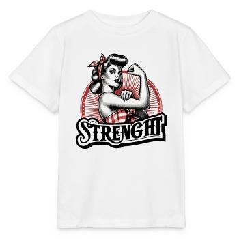 Stärke starke Frau Rockabilly Geschenk - Stanley/Stella Kinder T-Shirt MINI CREATOR  - Weiß - Vorne - Maike (125cm)