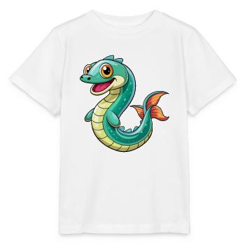Anguille Mignon Dessin Animé Personnage Kawaii Clipart - T-shirt bio MINI CREATOR Stanley/Stella Enfant - blanc - Devant - Maike (125cm)