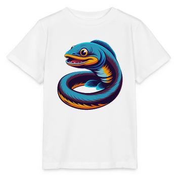 Anguille coloré Kawaii Dessin animé Personnage Clipart - T-shirt bio MINI CREATOR Stanley/Stella Enfant - blanc - Devant - Maike (125cm)