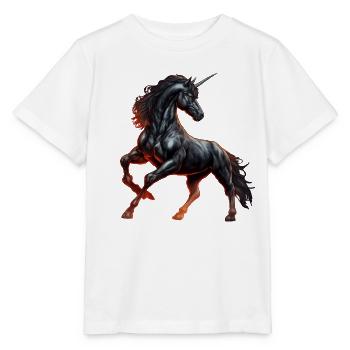 La puissante licorne noire - T-shirt bio MINI CREATOR Stanley/Stella Enfant - blanc - Devant - Maike (125cm)
