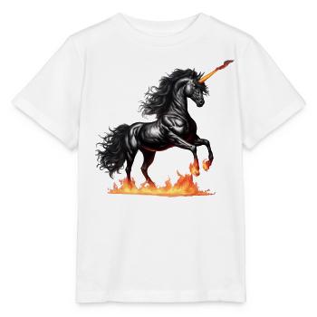 La puissante licorne noire - T-shirt bio MINI CREATOR Stanley/Stella Enfant - blanc - Devant - Maike (125cm)