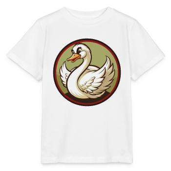 cygne coloré kawaii dessin animé personnage clipart animal de compagnie - T-shirt bio MINI CREATOR Stanley/Stella Enfant - blanc - Devant - Maike (125cm)