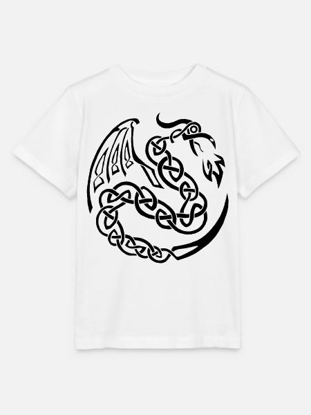 Schwarzer keltischer Drache - Stanley/Stella Kinder T-Shirt MINI CREATOR  - Weiß