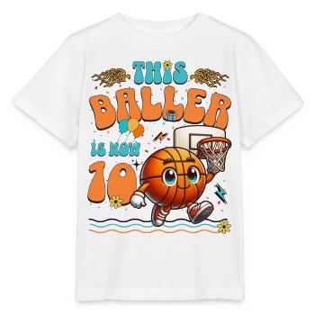 Basketball 10th Birthday Children's Birthday Party - Stanley/Stella MINI CREATOR Kids’ T-Shirt - white - Front - Maike (125cm)