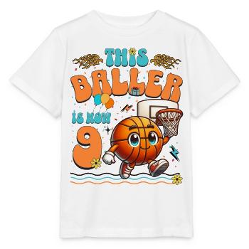 Fête d'anniversaire des enfants du 9ème anniversaire du basket-ball - T-shirt bio MINI CREATOR Stanley/Stella Enfant - blanc - Devant - Maike (125cm)