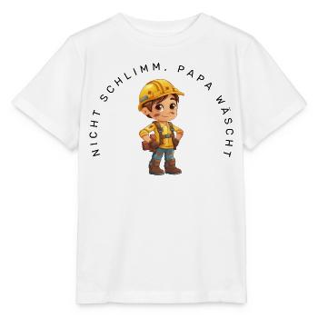 Nicht schlimm, Papa wäscht (Bauarbeiter) - Stanley/Stella Kinder T-Shirt MINI CREATOR  - Weiß - Vorne - Maike (125cm)