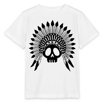 Schwarzer Indianerhäuptling Schädel - Stanley/Stella Kinder T-Shirt MINI CREATOR  - Weiß - Vorne - Maike (125cm)