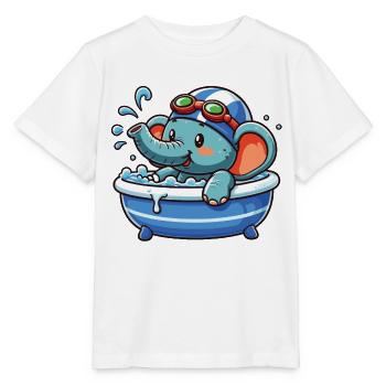 Elefant im Bad mit Taucherbrille - Stanley/Stella Kinder T-Shirt MINI CREATOR  - Weiß - Vorne - Maike (125cm)