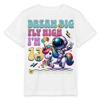 Astronaute Licorne 13e anniversaire - T-shirt bio MINI CREATOR Stanley/Stella Enfant - blanc - Devant - Maike (125cm)