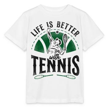 Funny Tennis Player Racket Life Is - Stanley/Stella Kinder T-Shirt MINI CREATOR  - Weiß - Vorne - Maike (125cm)