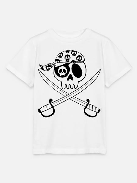Piratenschädel (Schwarz) - Stanley/Stella Kinder T-Shirt MINI CREATOR - Weiß