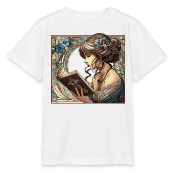 Woman Reading Browsing Book Books Gift - Stanley/Stella MINI CREATOR Kids’ T-Shirt - white - Front - Maike (125cm)