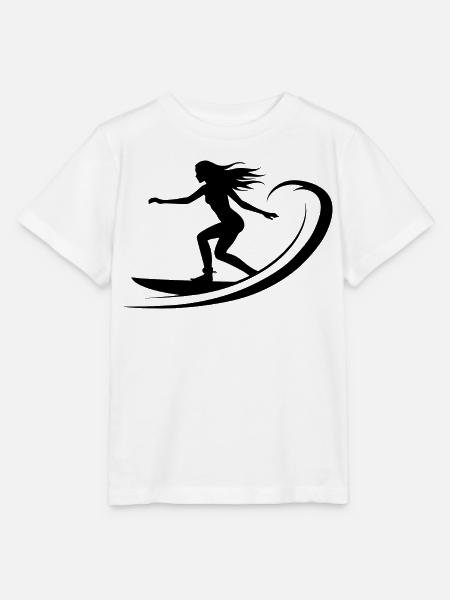 Surfen Mädchen Zeichnung - Stanley/Stella Kinder T-Shirt MINI CREATOR - Weiß