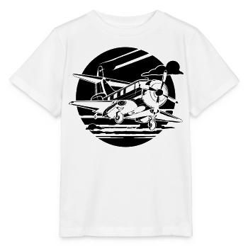 Dessin de l’avion de l’hélice - T-shirt bio MINI CREATOR Stanley/Stella Enfant - blanc - Devant - Maike (125cm)