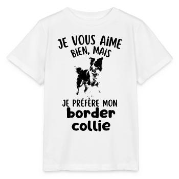 je préfère mon chien mignon border collie - T-shirt bio MINI CREATOR Stanley/Stella Enfant - blanc - Devant - Maike (125cm)