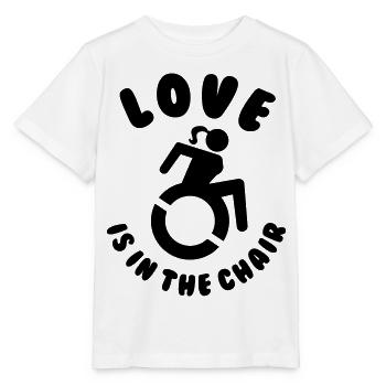 L’amour est dans le fauteuil roulant. L’amour est dans le fauteuil # - T-shirt bio MINI CREATOR Stanley/Stella Enfant - blanc - Devant - Maike (125cm)