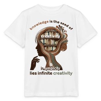 La connaissance est la graine de la créativité - T-shirt bio MINI CREATOR Stanley/Stella Enfant - blanc - Devant - Maike (125cm)