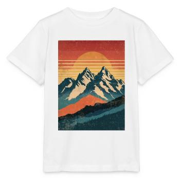 Rétro montagnes avec coucher de soleil - T-shirt bio MINI CREATOR Stanley/Stella Enfant - blanc - Devant - Maike (125cm)