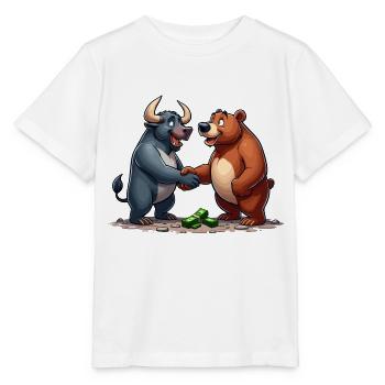Marché boursier Taureau Ours Poignée de main Profit Cadeau - T-shirt bio MINI CREATOR Stanley/Stella Enfant - blanc - Devant - Maike (125cm)