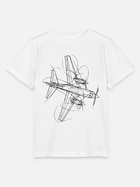 Flugzeug Skizze - Stanley/Stella Kinder T-Shirt MINI CREATOR - Weiß
