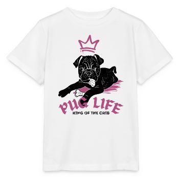 La vie de carlin – Carlin avec couronne - T-shirt bio MINI CREATOR Stanley/Stella Enfant - blanc - Devant - Maike (125cm)